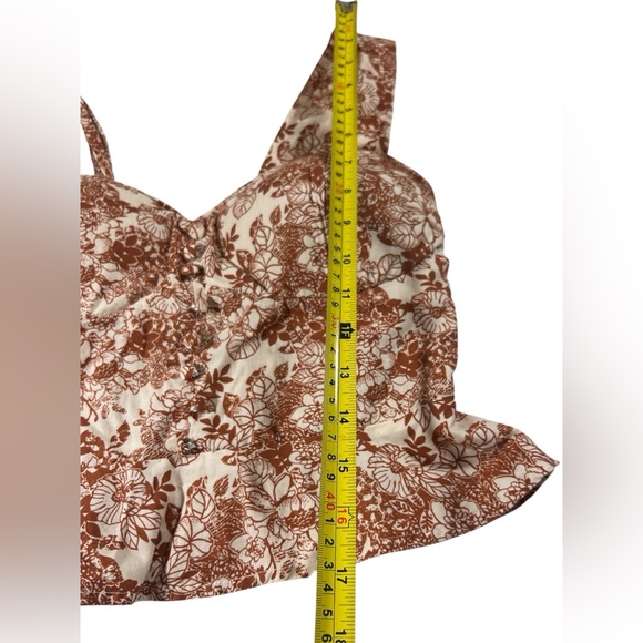 L.I.F.E. Love Is For Eternity 100% Cotton Floral Bustier Peplum Top Rust Small - Picture 4 of 7